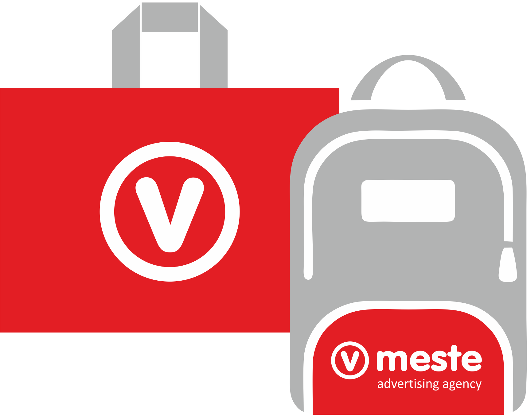 Backpacks and suitcase with logo
